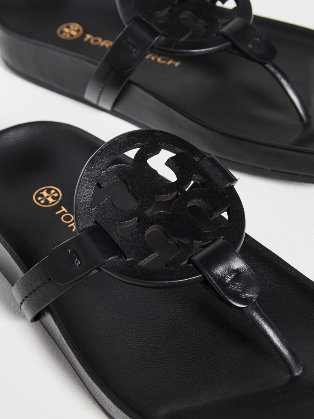 Tory Burch Women's Miller Cloud Leather Sandal - Black - Picture 3 of 8